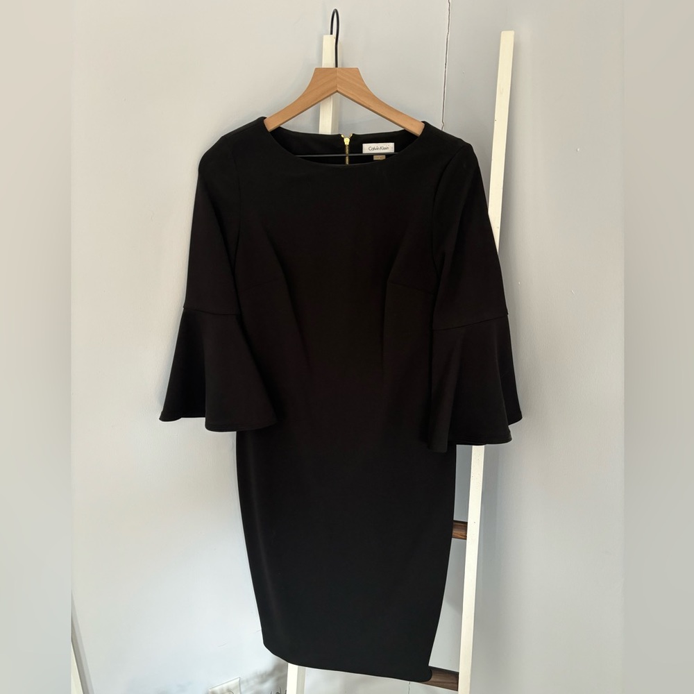Black Trumpet Sleeve Dress